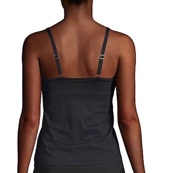 Land’s End ruffle navy polkadot tankini top underwire tummy control 10 DDD - Picture 2 of 2